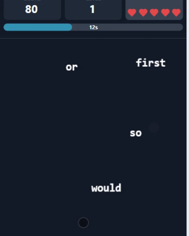 2 Thumbs Typer — words falling down the screen to type